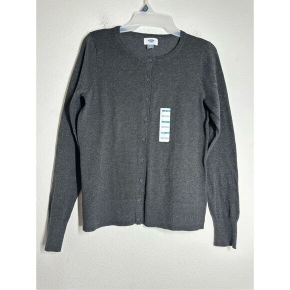 NWT Old Navy Classic Grey Silver Crew Neck Basic Cardigan Sweater Size SP - Picture 1 of 10